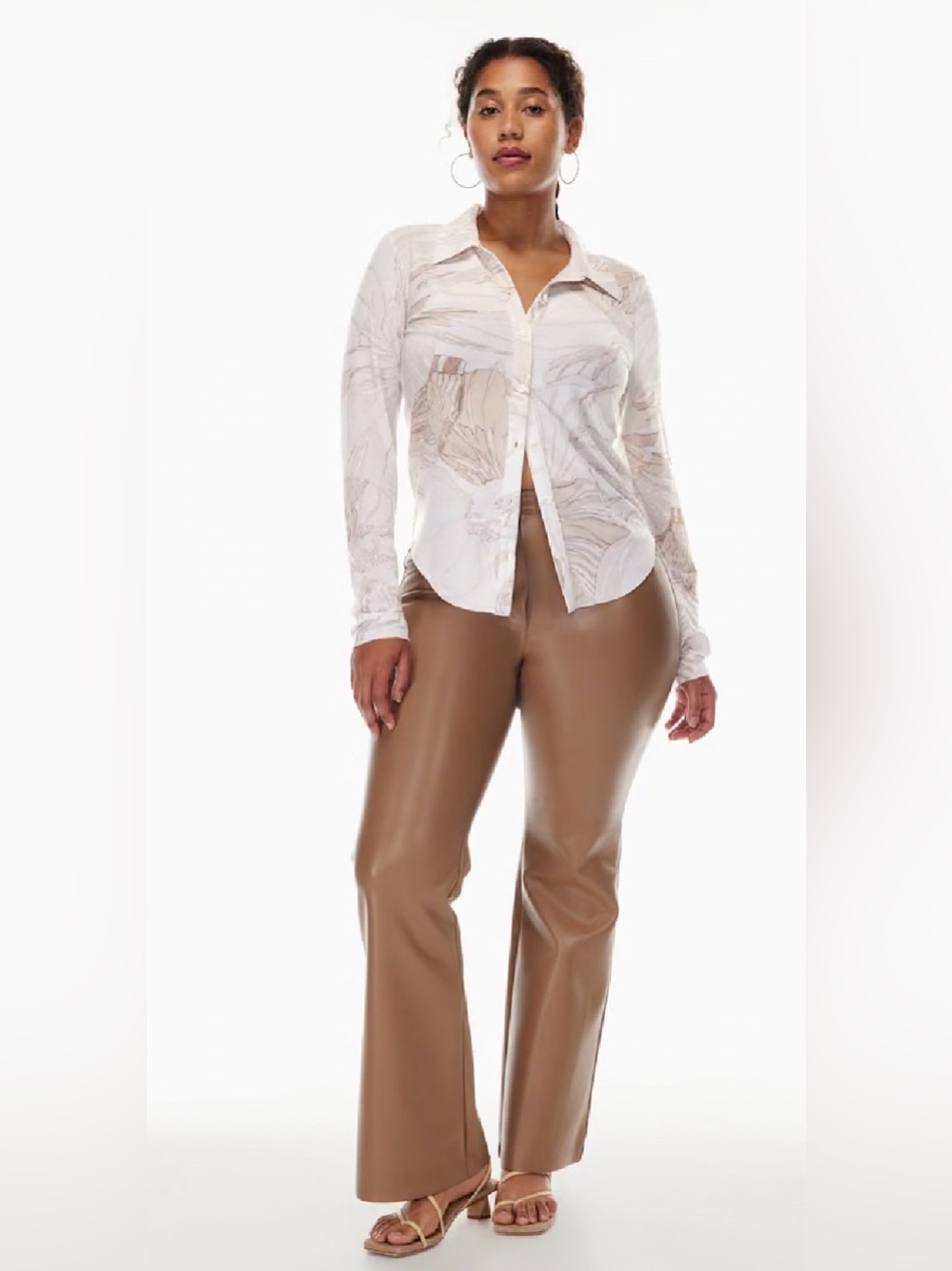 Wilfred Wide-Leg Faux Leather Pants in Camel Brown